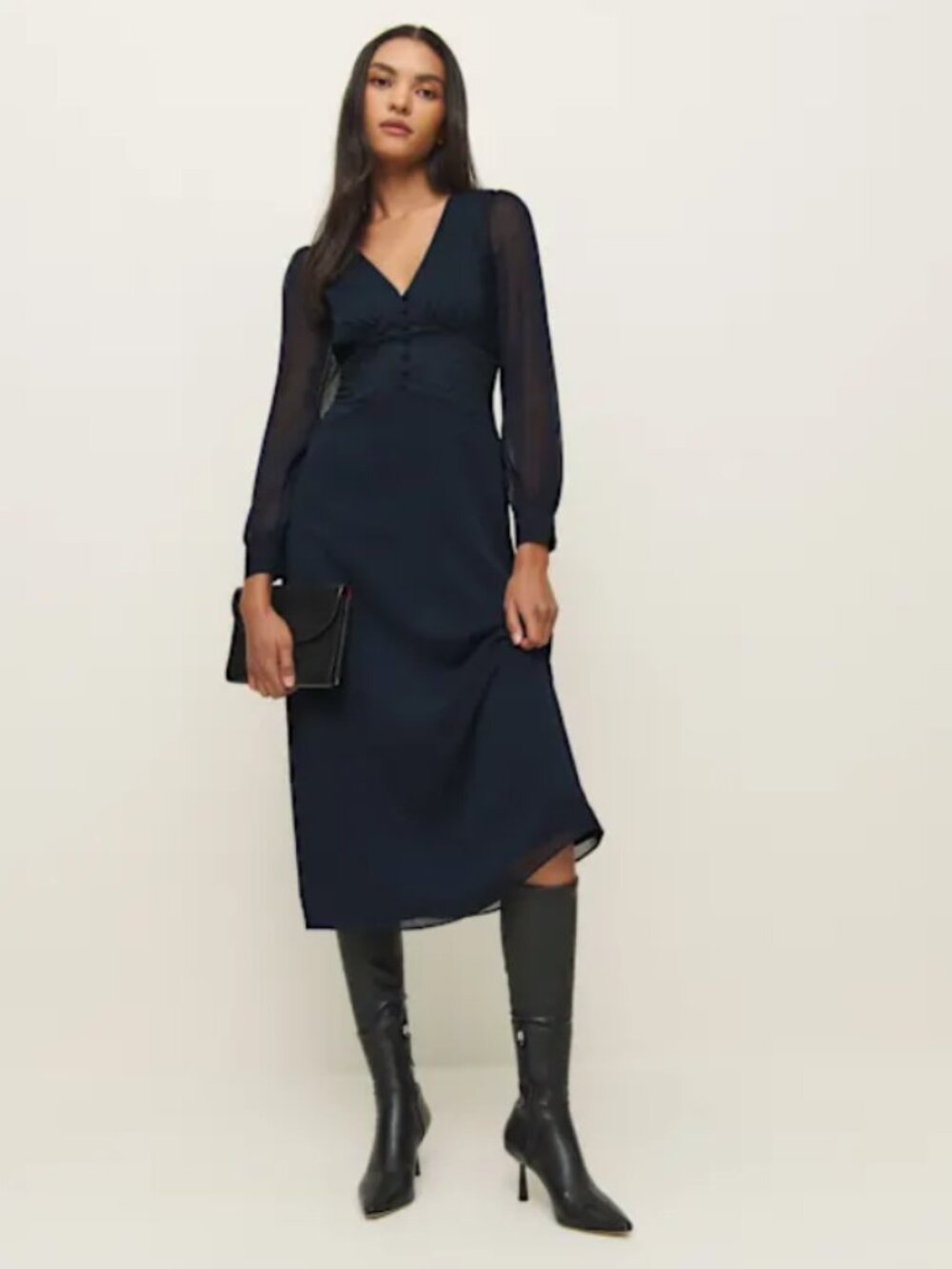 Reformation Morganna Dress Blue - Size 8